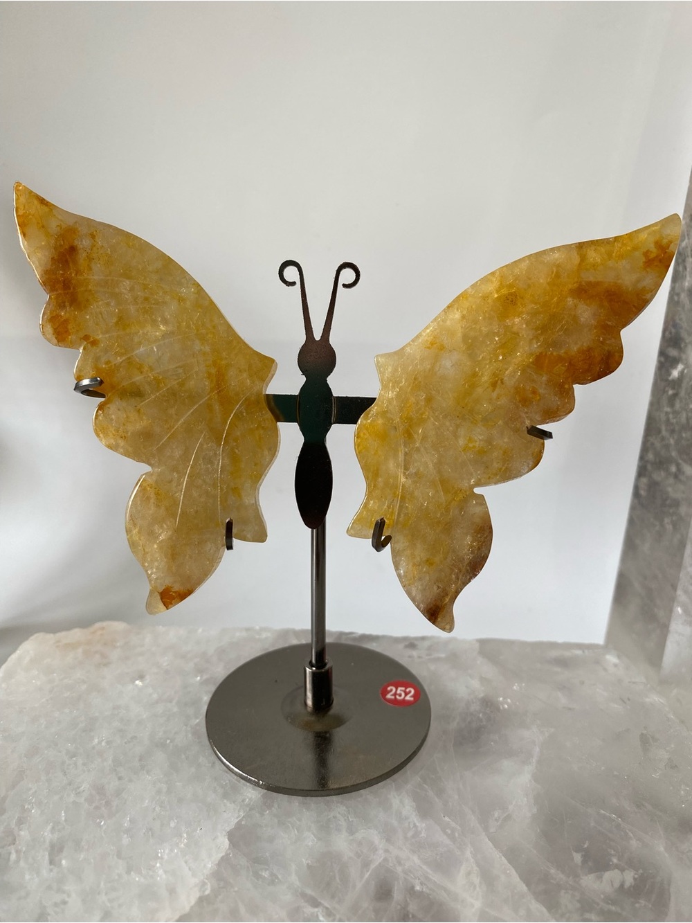 Golden Healer Butterfly Crystal Wings with Decorative Stand